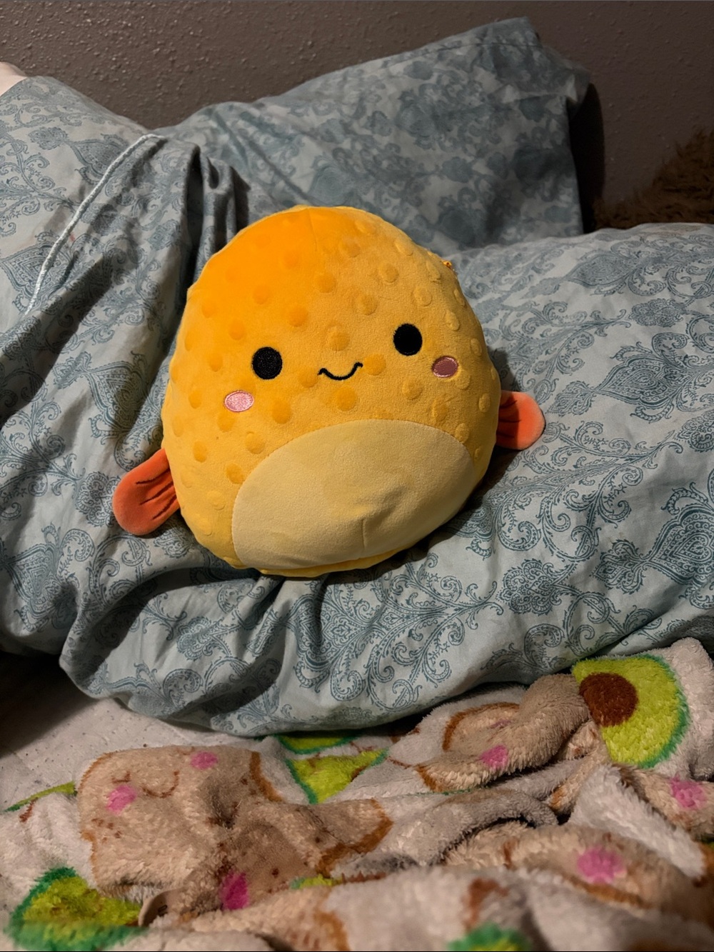 Squishmallows Yellow Puffer Fish Plush with Pink Cheeks